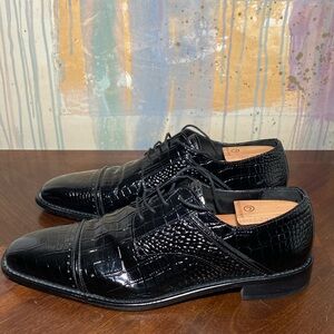 Stacy Adam’s Printed Cow Leather Black Cap Toe Men’s 12W